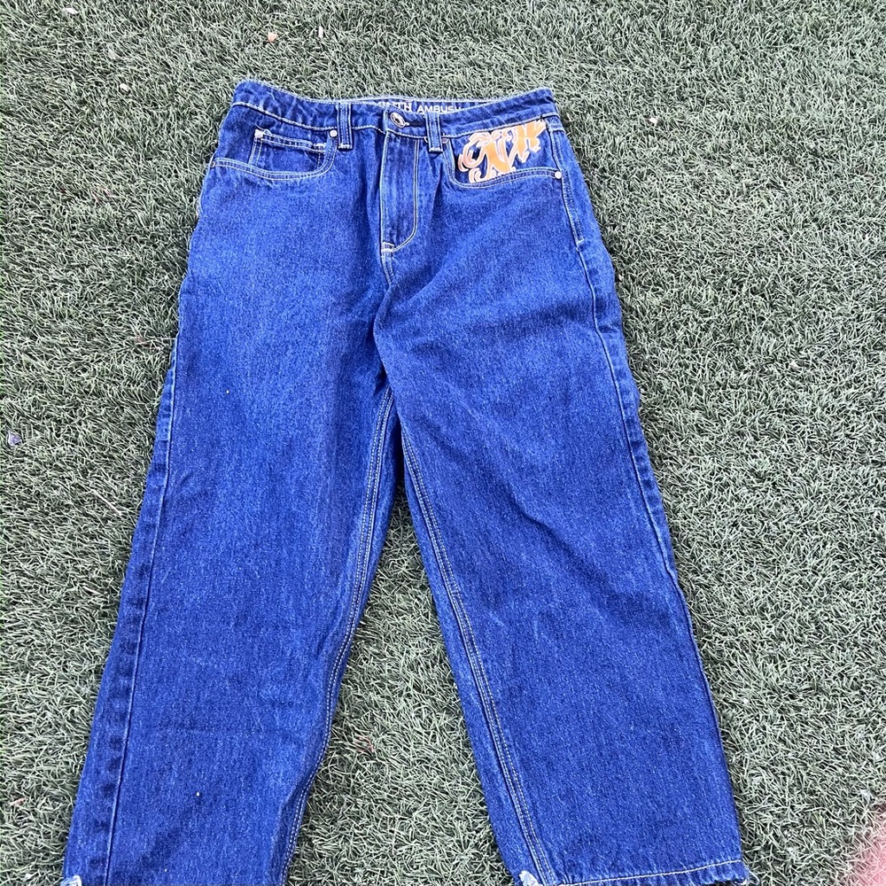 Ed Hardy Blue Jeans with Gold Accent